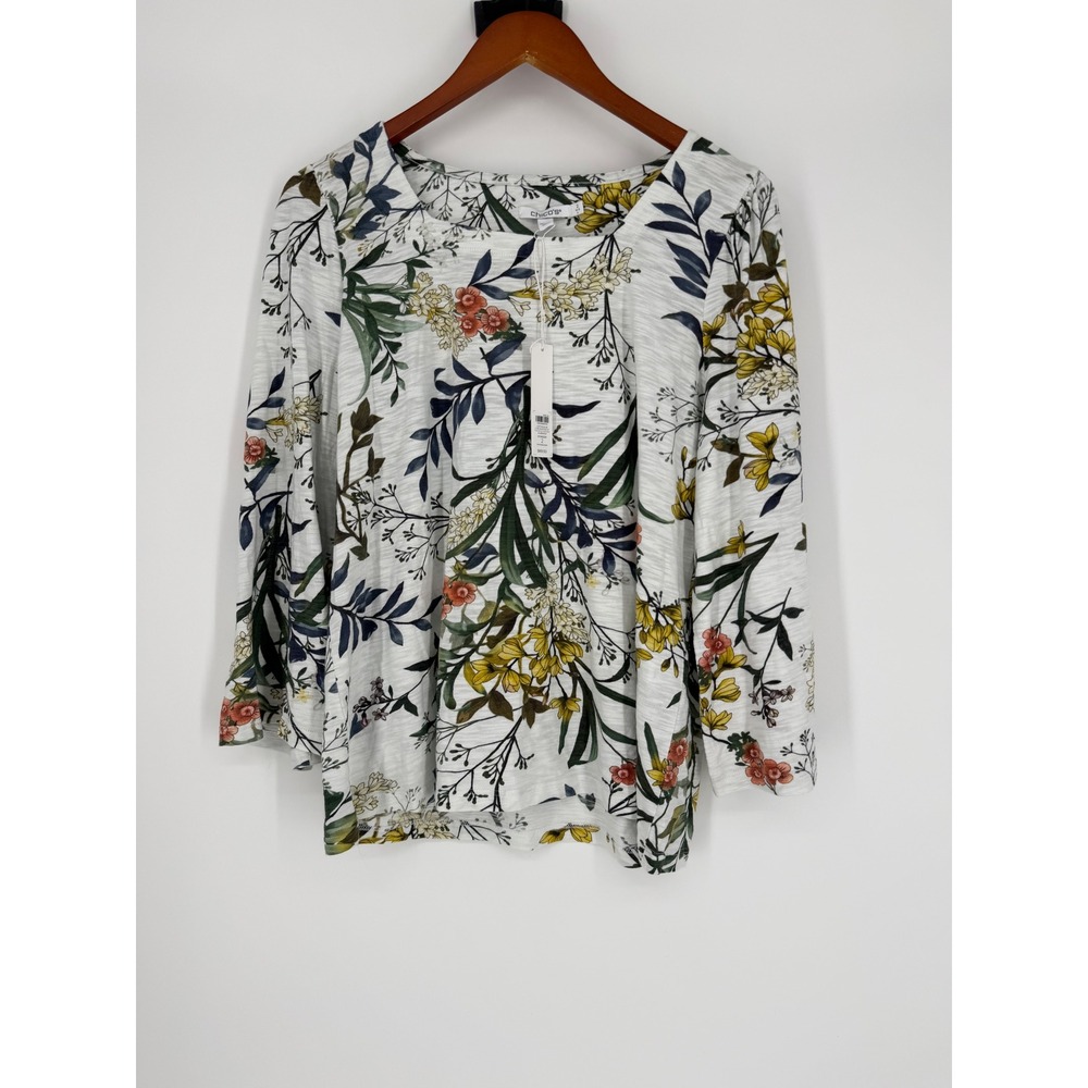 Chicos‎ Womens Top Large 2 New Botanical Floral Garden Party Coastal Grandma